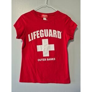 Lifeguard Outer Banks Red and White T-Shirt Girls Youth XL / Women's XS
